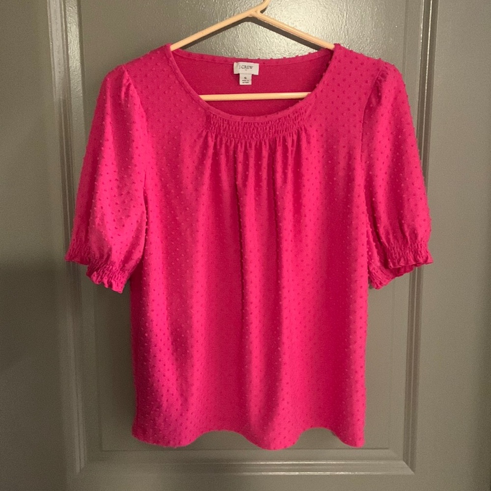 Hot pink polka dotted blouse